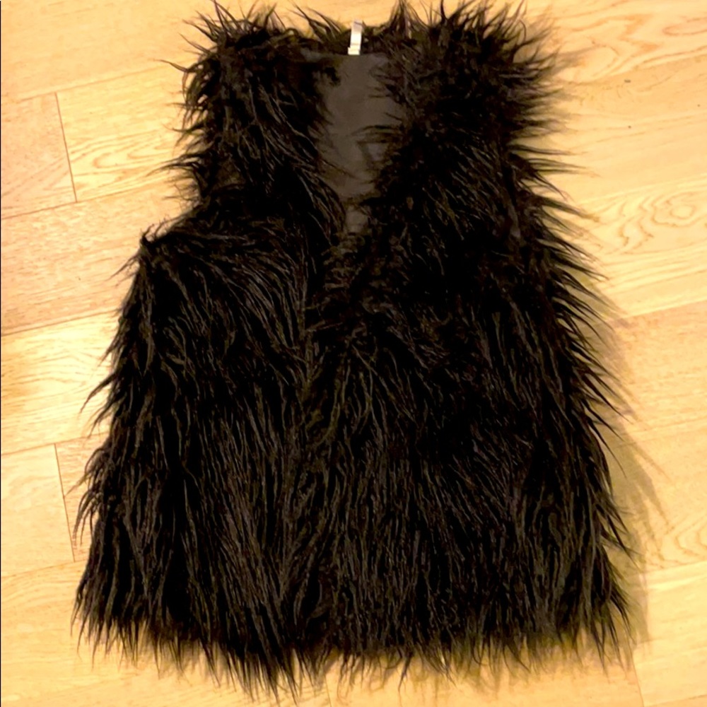 Boutique Designer Faux Black Furry Vest